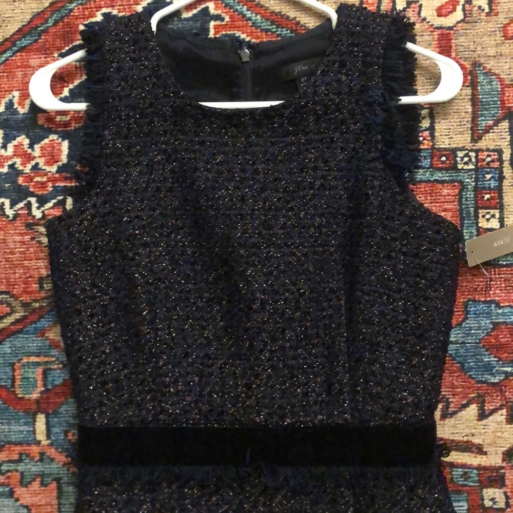 J Crew Navy Sparkle Tweed Dress 2T